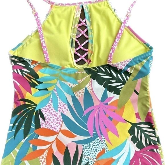 Bleu by Rod Beattie wild at Heart High-
Neck Tankini Top -Multi size 8 swimsuit - Picture 4 of 13